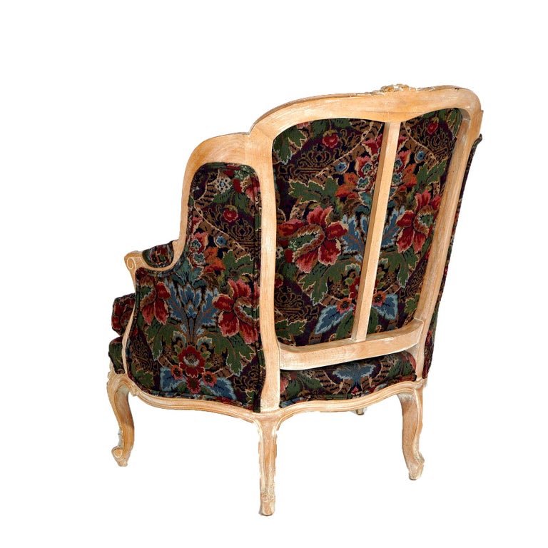 Pair of Continental Style Century Tapestry Stylized Wingback Armchairs 20thC