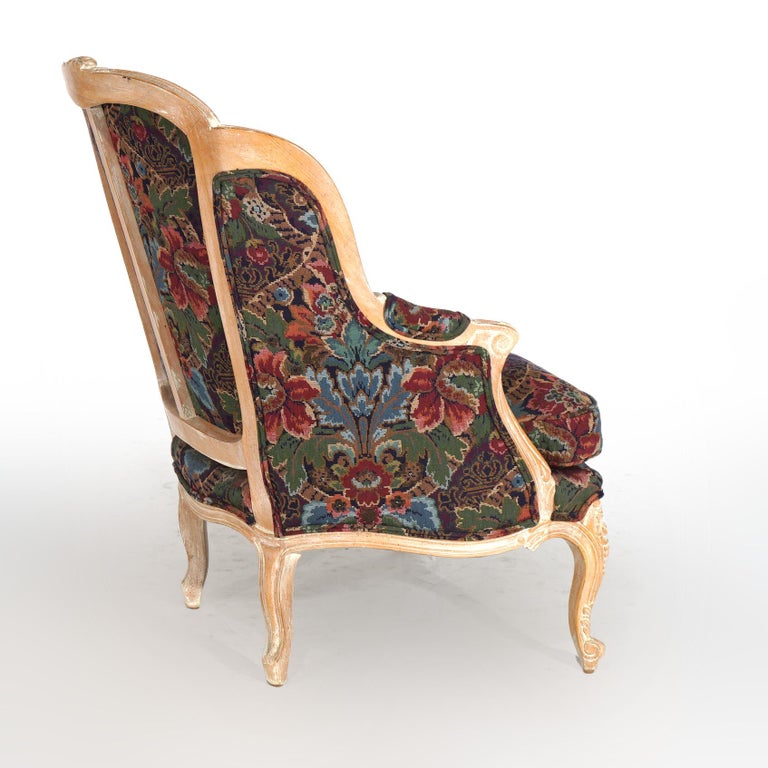 Pair of Continental Style Century Tapestry Stylized Wingback Armchairs 20thC
