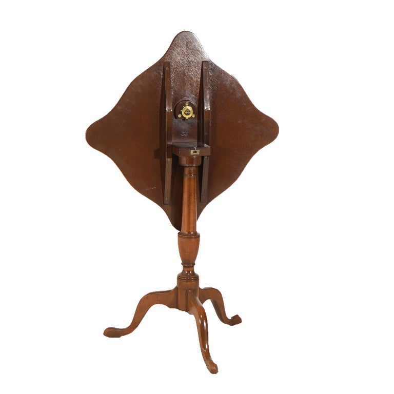 Kittinger Williamsburg Mahogany Tilt Top Candle Stand with Shaped Top 20thC