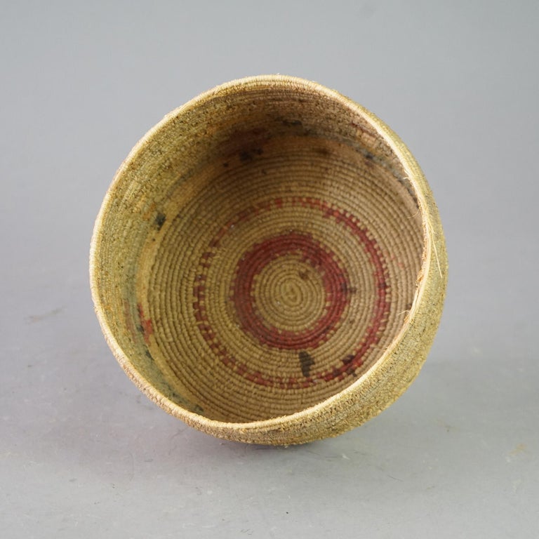 Antique Southwest Native American Navajo Pima Woven Polychrome Basket Circa 1920