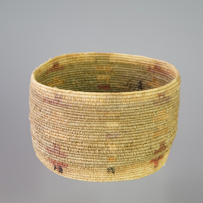 Antique Southwest Native American Navajo Pima Woven Polychrome Basket Circa 1920