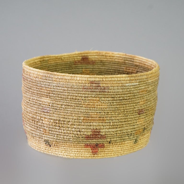 Antique Southwest Native American Navajo Pima Woven Polychrome Basket Circa 1920