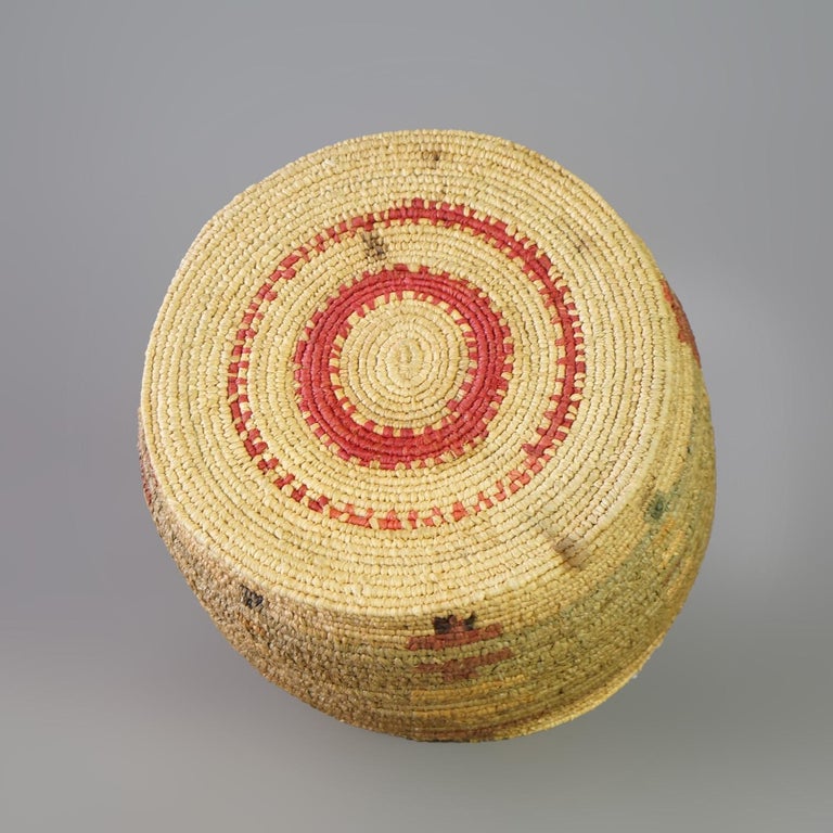 Antique Southwest Native American Navajo Pima Woven Polychrome Basket Circa 1920