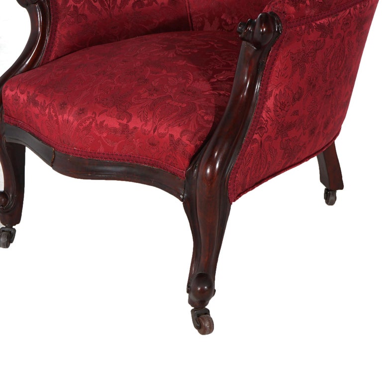 Antique French Victorian Louis XV Style Upholstered Parlor Chair C1890