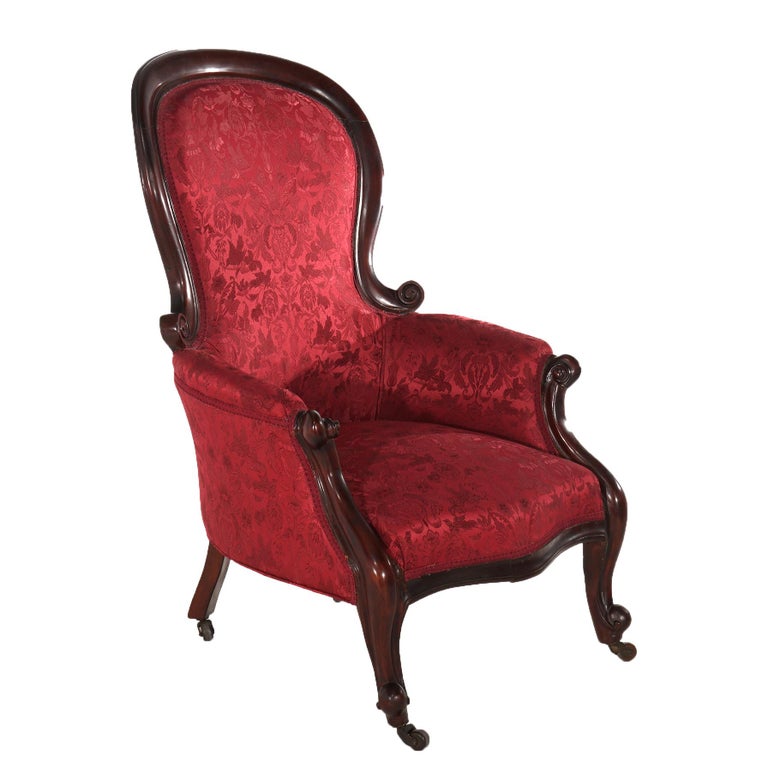 Antique French Victorian Louis XV Style Upholstered Parlor Chair C1890