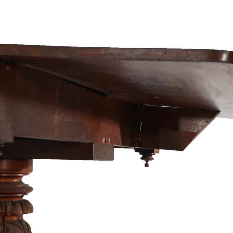 Antique Neoclassical American Empire Carved Flame Mahogany Drop Leaf Table c1880
