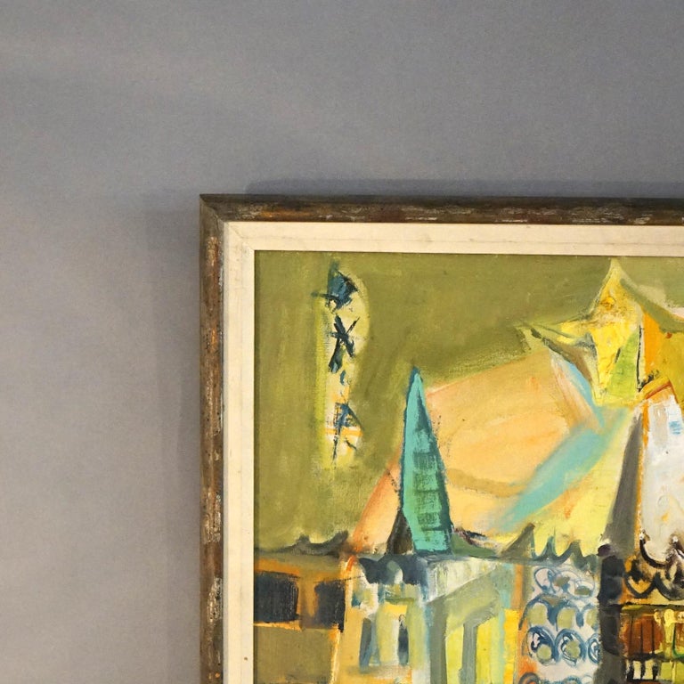 Mid Century Modern Oil On Canvas “Venitian Night” By D. Hoyt Mid 20thC