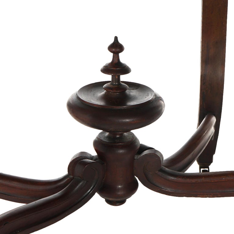 Antique Victorian Rococo Carved Walnut & Marble Top Parlor Table C1800