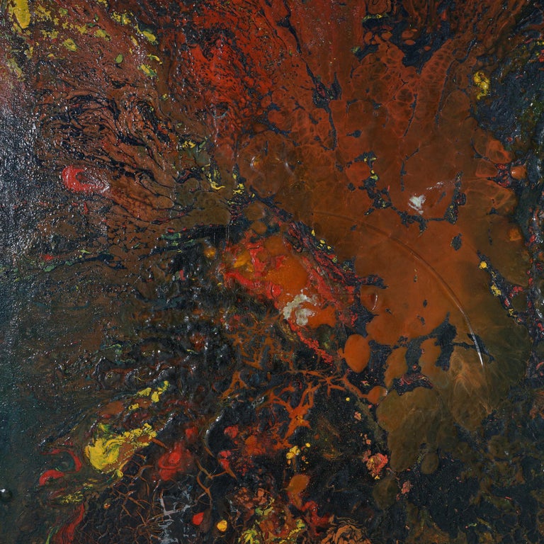 Mid-Century Modern Abstract Oil On Canvas Painting By Beverly Goldman 20thC