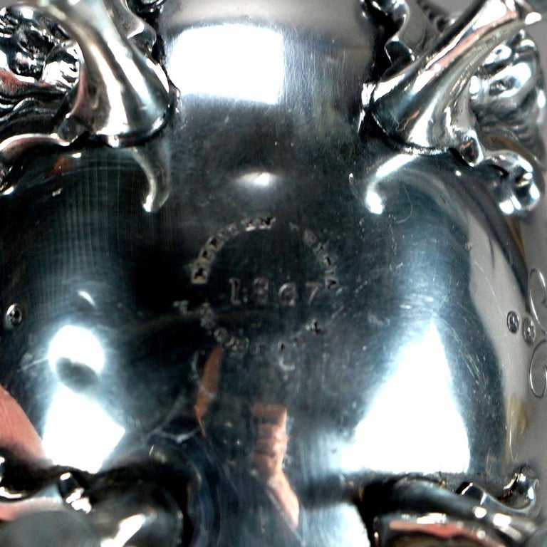 Two Piece Antique Figural Clawfoot Silver Plated Tea Set C1890