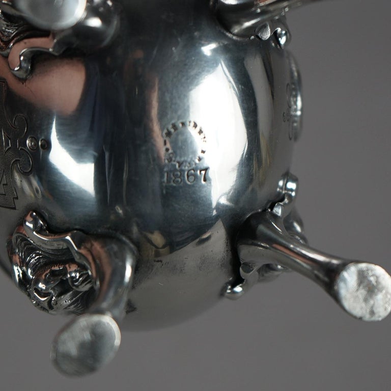 Two Piece Antique Figural Clawfoot Silver Plated Tea Set C1890