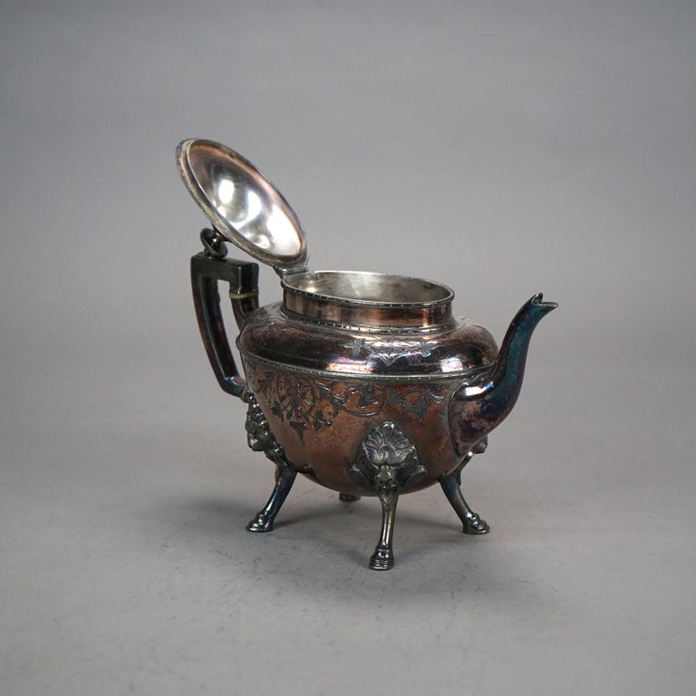 Antique Figural & Footed Silver Plated Teapot C1890