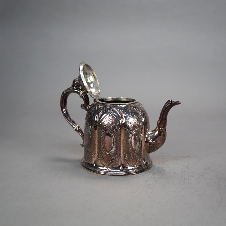 Three Piece Antique Silver Plated Tea Set C1890