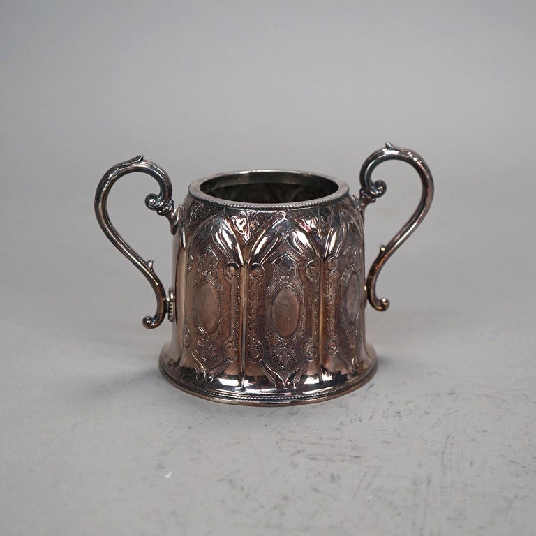 Three Piece Antique Silver Plated Tea Set C1890