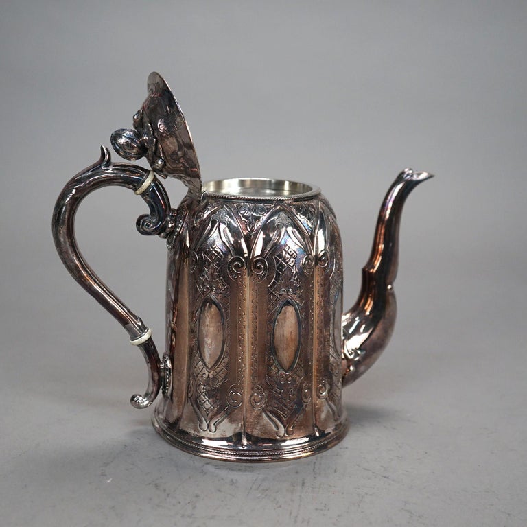 Three Piece Antique Silver Plated Tea Set C1890
