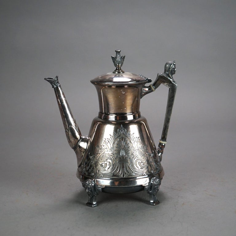 Two Antique Footed & Figural Silver Plated Teapots C1890