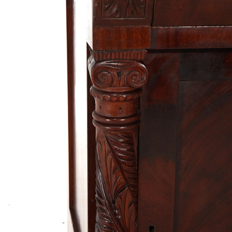 Antique American Empire Flame Mahogany Half Commode with Gadrooned Edges c1840