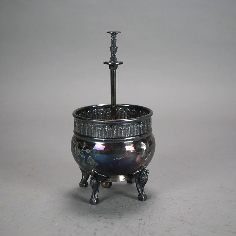 Eight Piece Antique Egyptian Revival Silver Plated Tea Set C1890