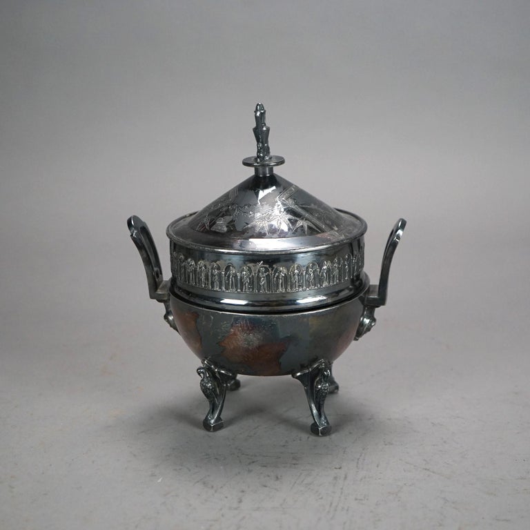 Eight Piece Antique Egyptian Revival Silver Plated Tea Set C1890