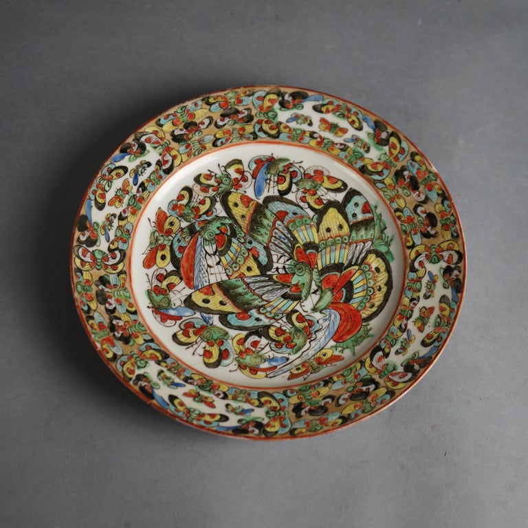 Six Antique Japanese Satsuma Hand Painted Porcelain Plates C1920