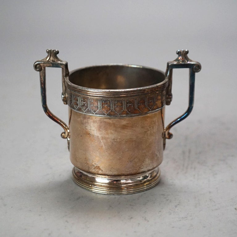 Six Piece Antique Silver Plated Engraved Tea Set C1890