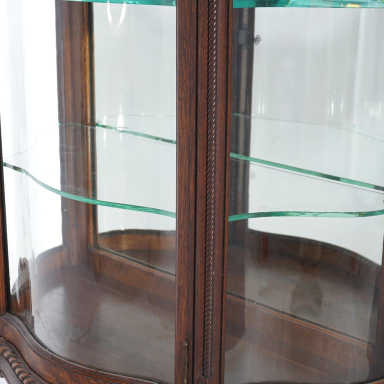 Antique RJ Horner Diminutive Oak Vitrine/China Cabinet, Carved Foliate, C1910