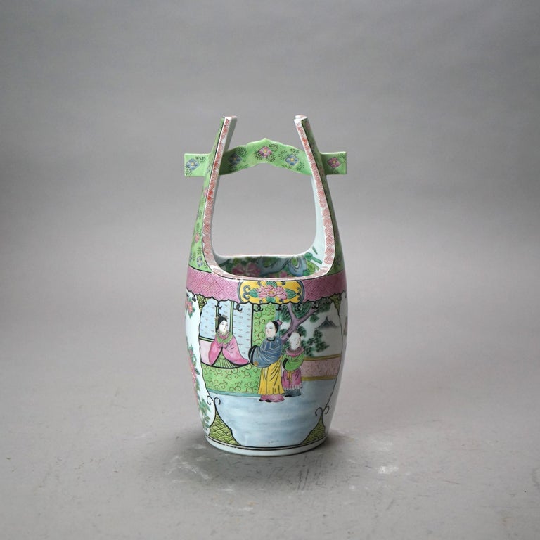 Six Antique Japanese Satsuma Hand Painted Pottery Vases C1920