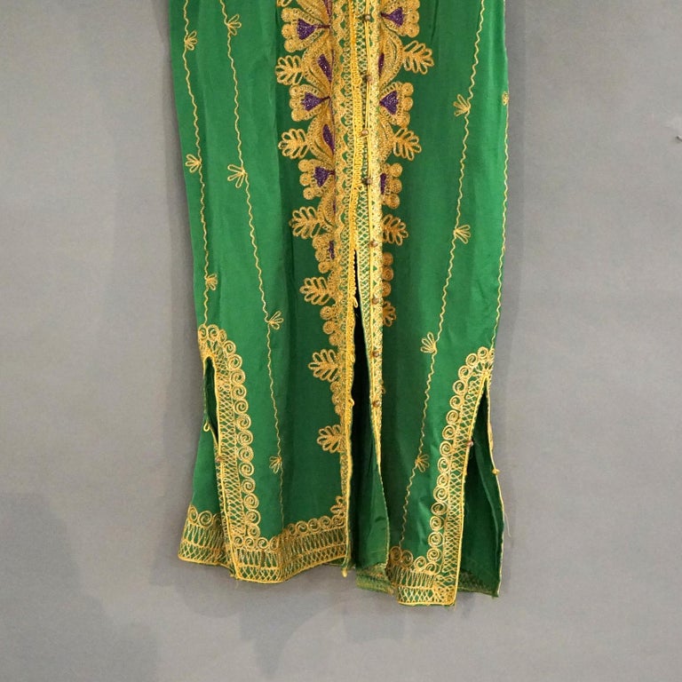 Vintage Moroccan Silk & Gold Metallic Needlework Robe 20th C