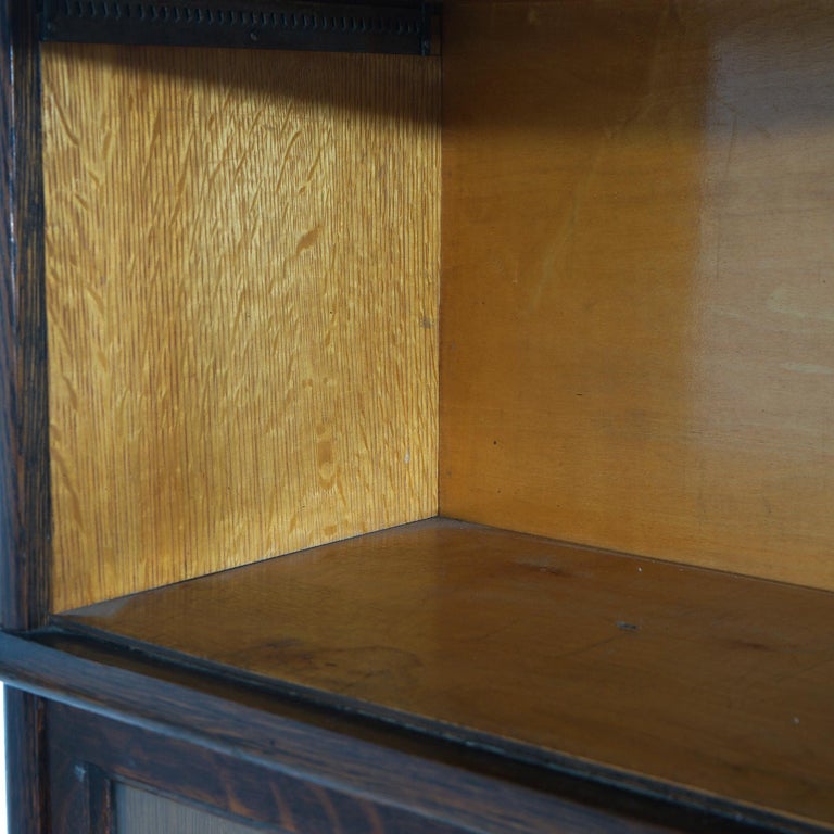 Antique Macey Arts & Crafts Three-Stack Oak Ogee Base Barrister Bookcase C1920