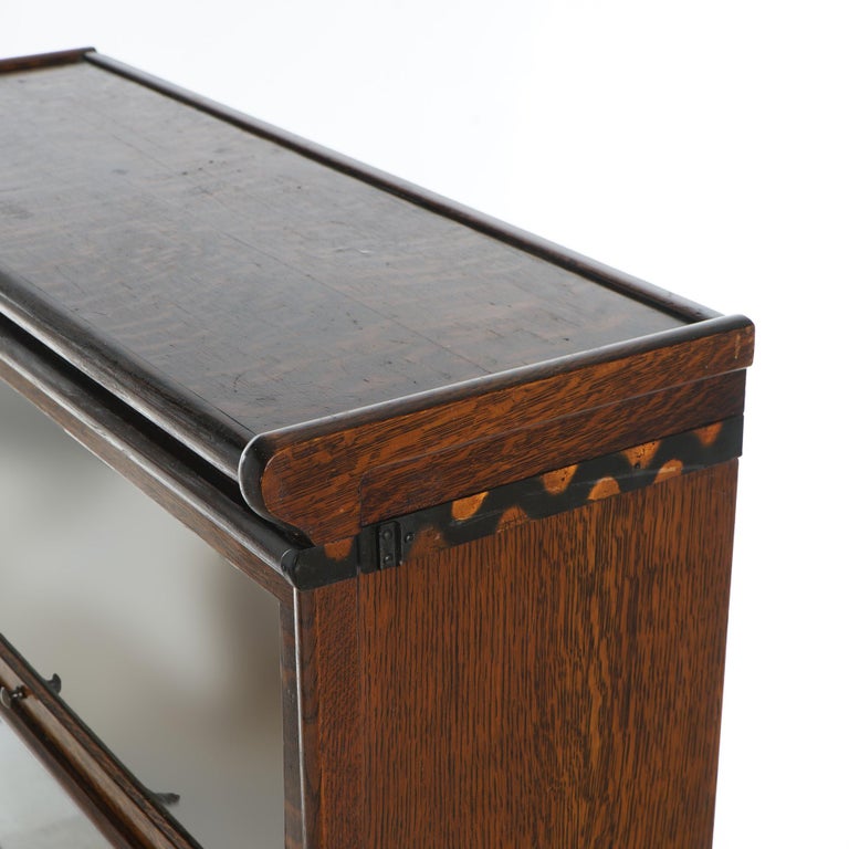 Antique Macey Arts & Crafts Three-Stack Oak Ogee Base Barrister Bookcase C1920