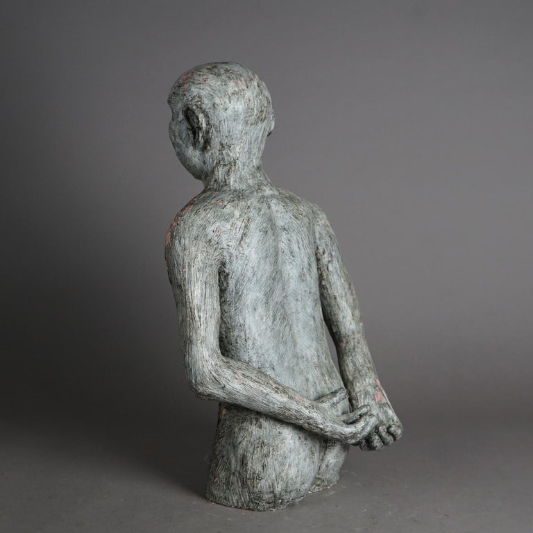 Mid Century Modern Terra Cotta Torso Sculpture of a Man by York Lewis C1980