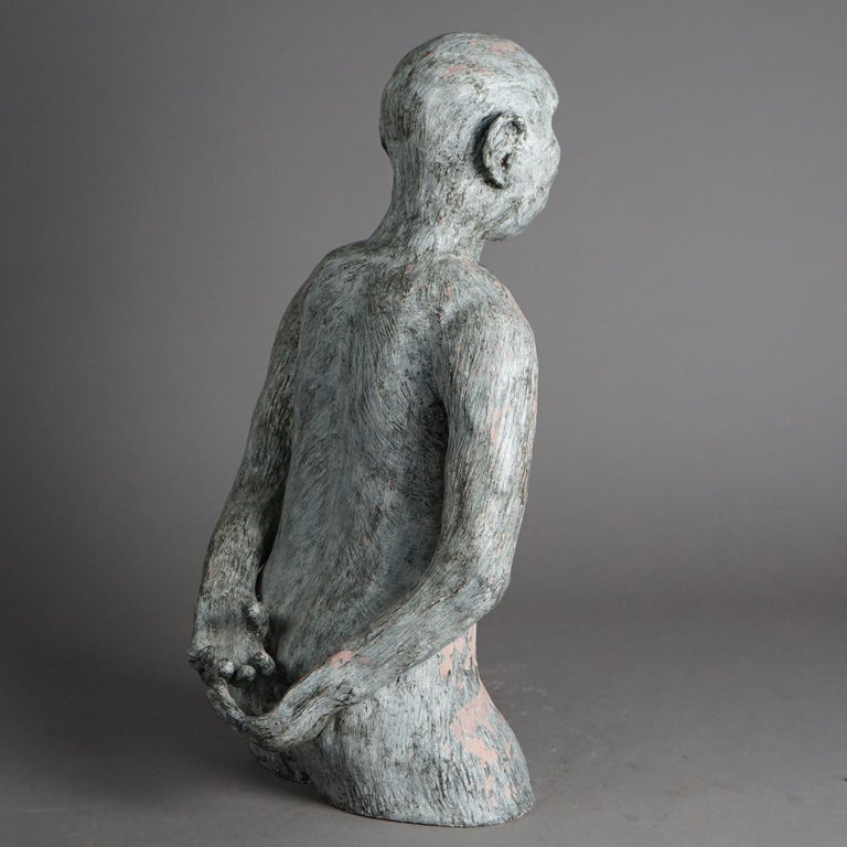 Mid Century Modern Terra Cotta Torso Sculpture of a Man by York Lewis C1980