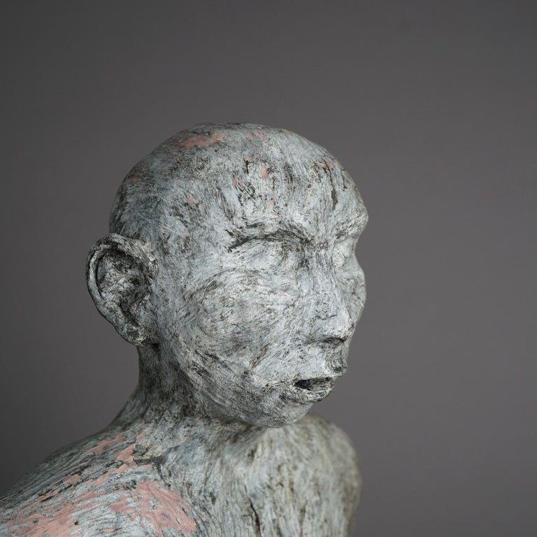 Mid Century Modern Terra Cotta Torso Sculpture of a Man by York Lewis C1980