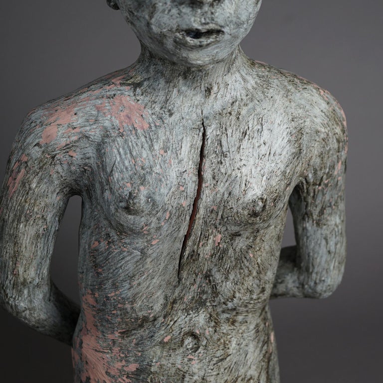 Mid Century Modern Terra Cotta Torso Sculpture of a Man by York Lewis C1980