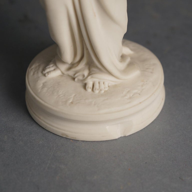 Antique Neoclassical Porcelain Figure of a Classical Woman in Mourning C1850