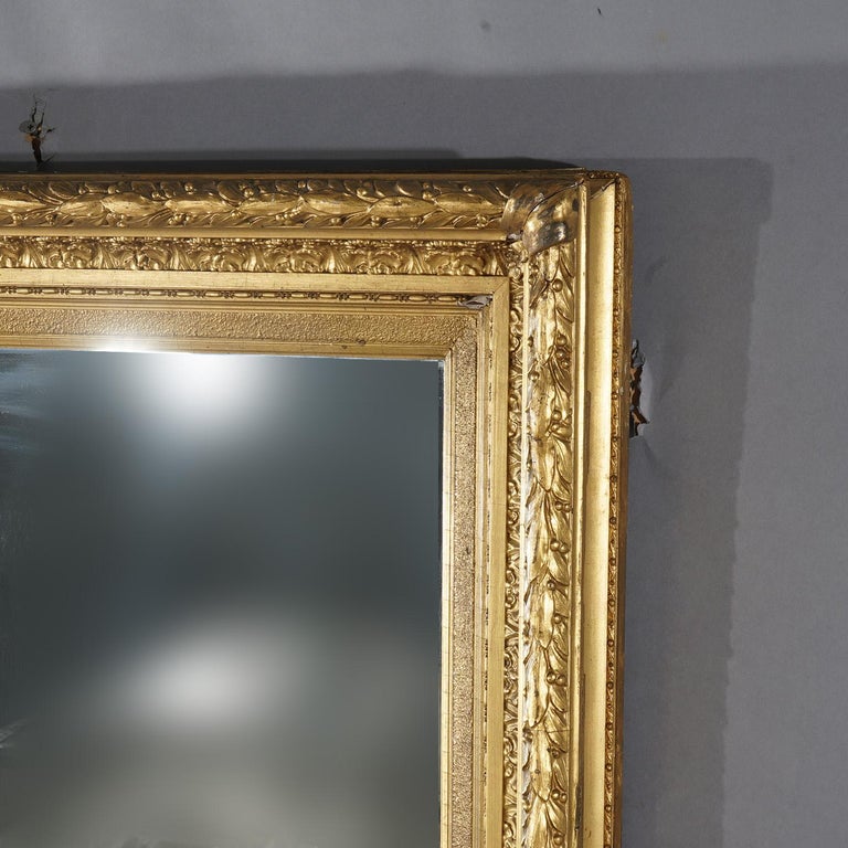 Antique French First Finish Giltwood Framed Wall Mirror C1900