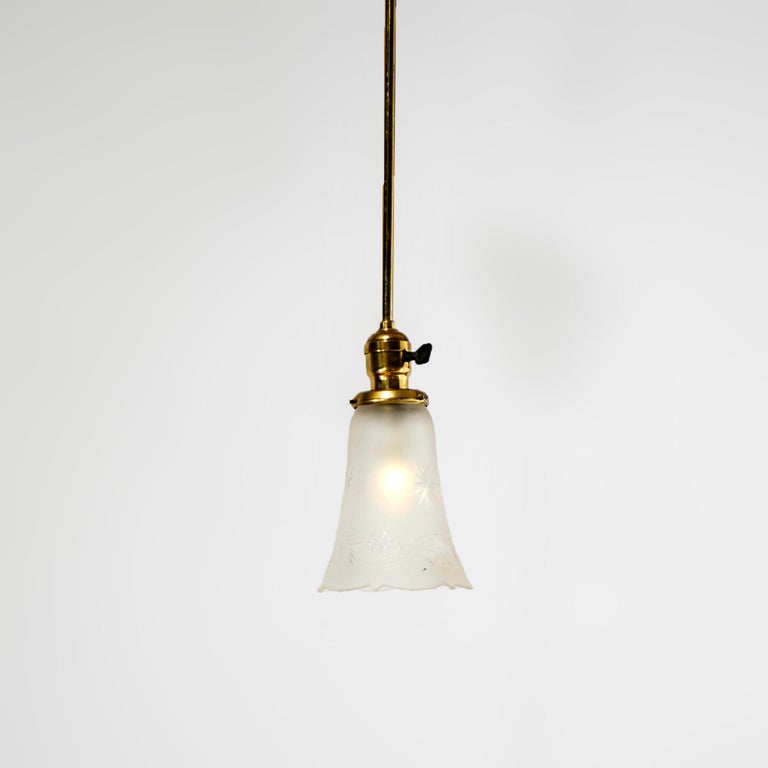 Antique Brass Hanging Hall Light Fixture Circa 1920
