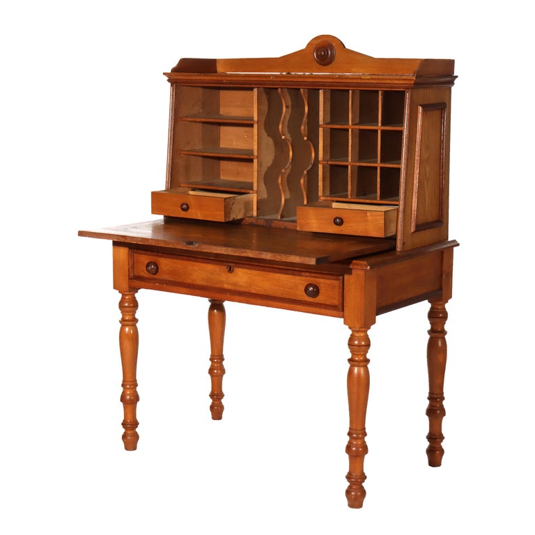 Antique Victorian Chestnut & Walnut Plantation Drop Front Desk c1890