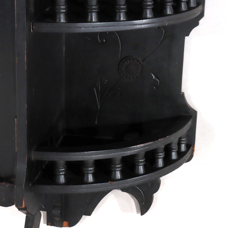 Antique Kimble & Cabus attr Aesthetic Movement Ebonized Wall Cabinet c1870