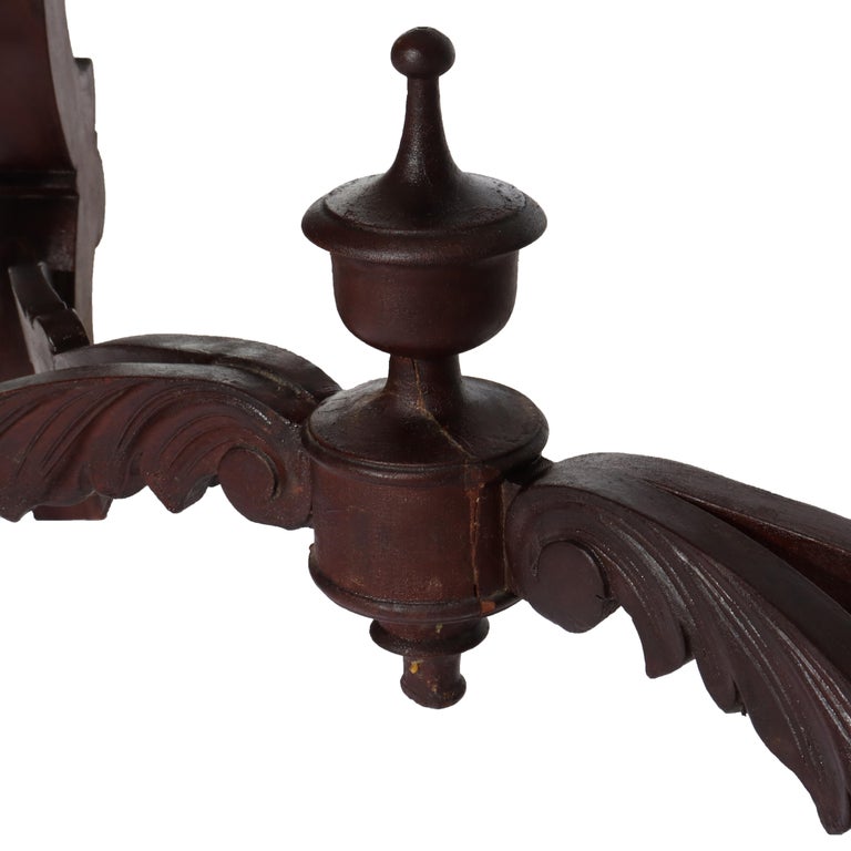 Antique Carved Walnut Marble Turtle Top Table C1890