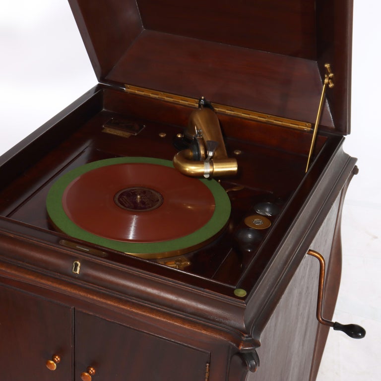 Victrola XVI Mahogany Upright Disc Player & Discs C1900