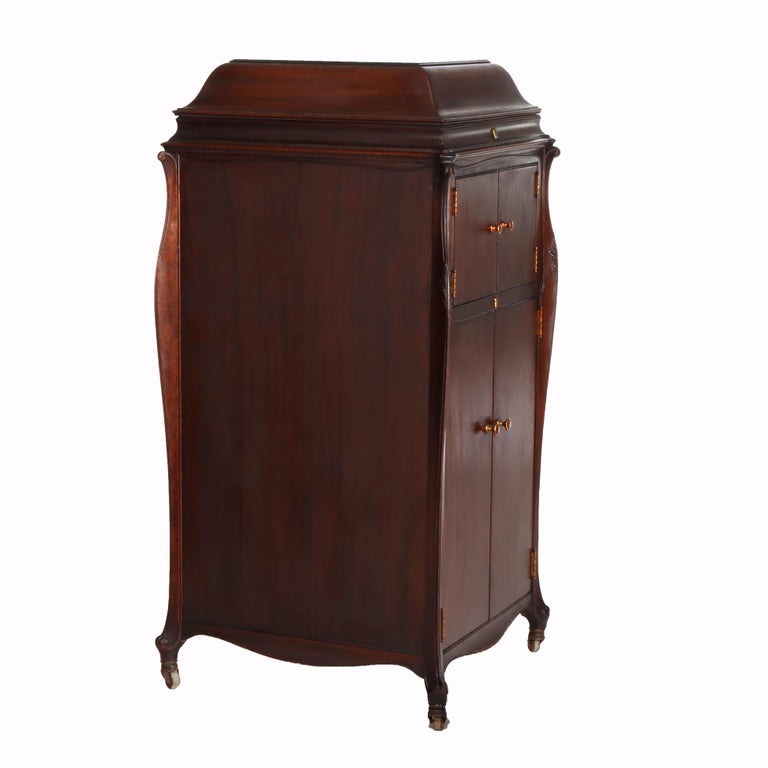 Victrola XVI Mahogany Upright Disc Player & Discs C1900