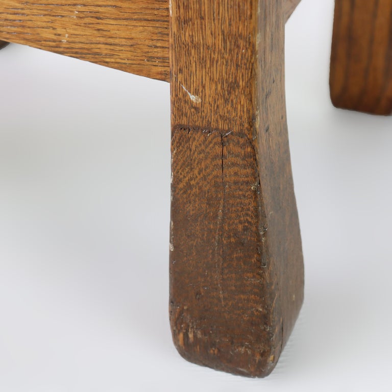 Antique Stickley School Oak Flared Leg Footstool C1920