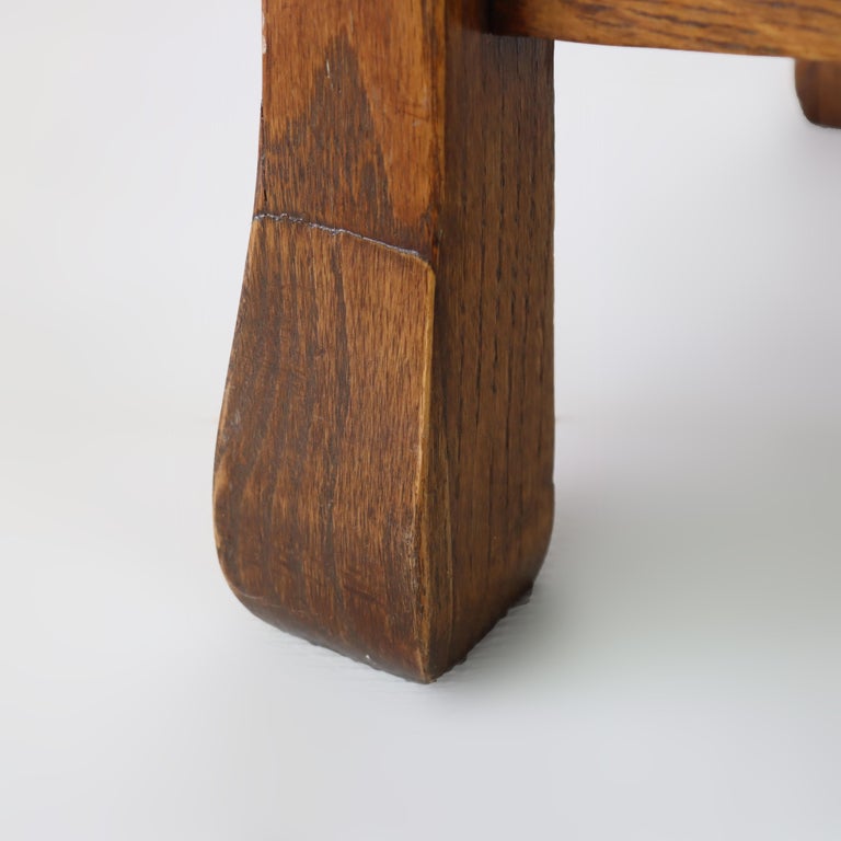 Antique Stickley School Oak Flared Leg Footstool C1920