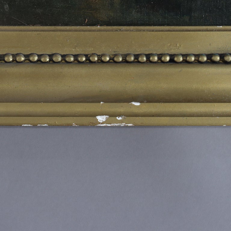 Large Antique Oil on Canvas Landscape Painting C1907