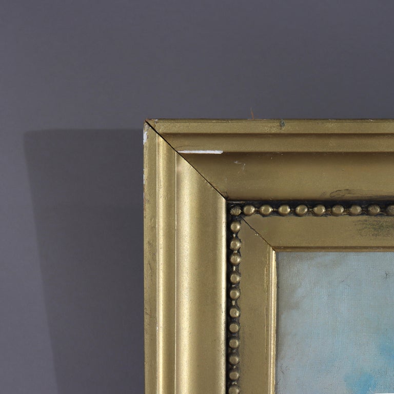 Large Antique Oil on Canvas Landscape Painting C1907