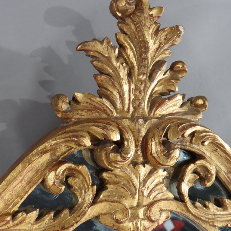 Oversized Antique French Louis XIV Style Rococo Giltwood Mirror C1920