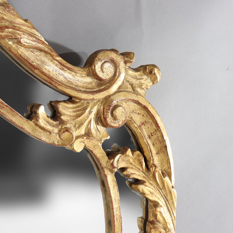 Oversized Antique French Louis XIV Style Rococo Giltwood Mirror C1920