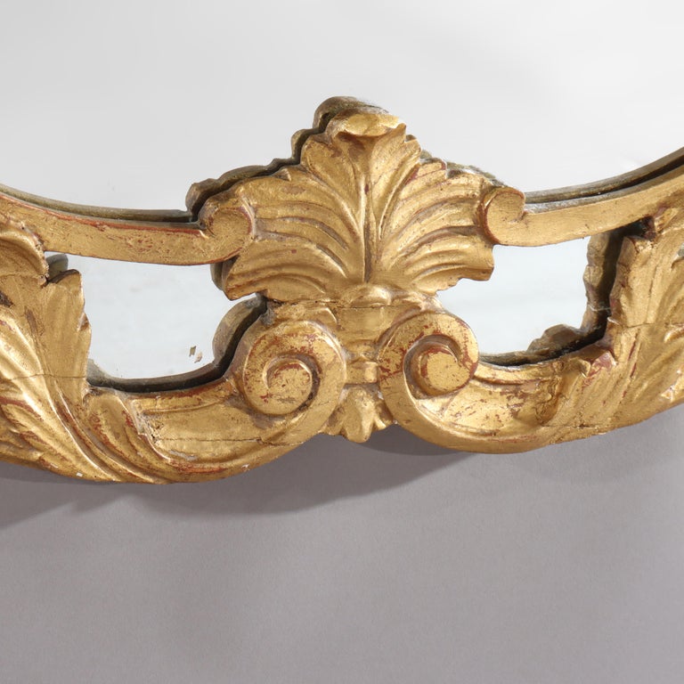 Oversized Antique French Louis XIV Style Rococo Giltwood Mirror C1920