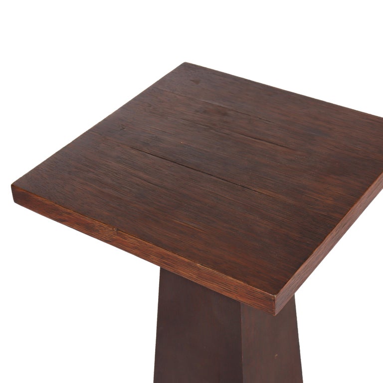 Antique Frank Lloyd Wright School Arts & Crafts Oak Cut Out Plant Stand C1910